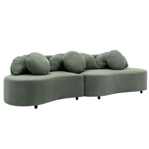 103.9" Modern Living Room Sofa Lamb Velvet Upholstered Couch Furniture for Home or Office, Green