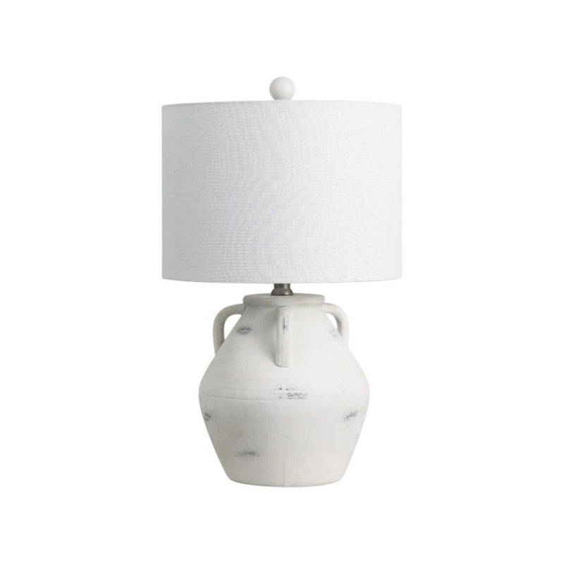 Novelty Table Lamps With Drum Shades (Set of 2) - White / Clear