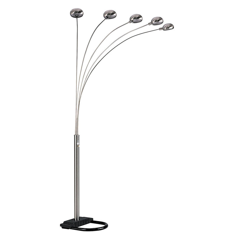 Five Lights Arc Floor Lamp With Nickel Dome Shade - Nickel