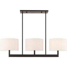 Load image into Gallery viewer, 22" Three Light Metal Dimmable Chandelier With Shades - Bronze / Cream
