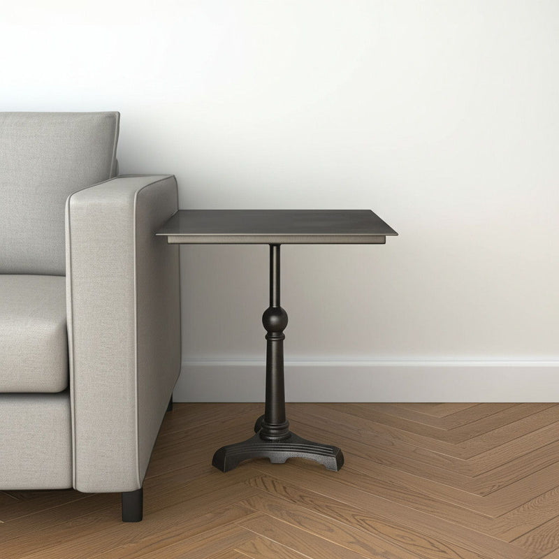 30" Iron Square Pedestal End Table - Brown