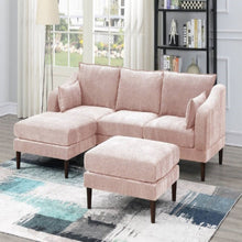 Load image into Gallery viewer, Modular L-Sectional Set With Ottomans - Pink
