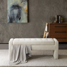 Load image into Gallery viewer, Elegant Soft Close Storage Bench Polyester Upholstery - Cream

