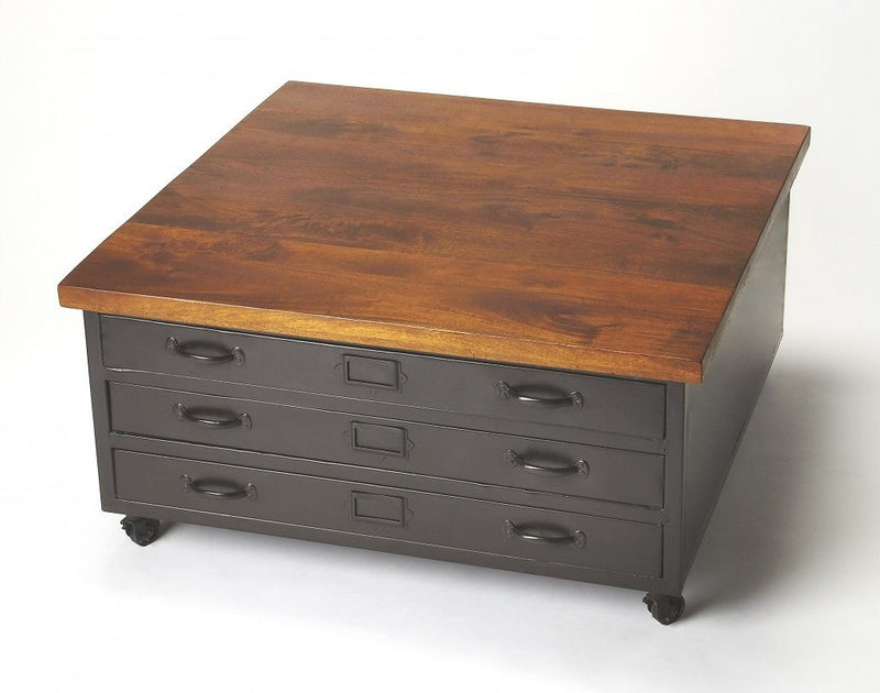 Industrial Chic Coffee Table - Gray and Brown