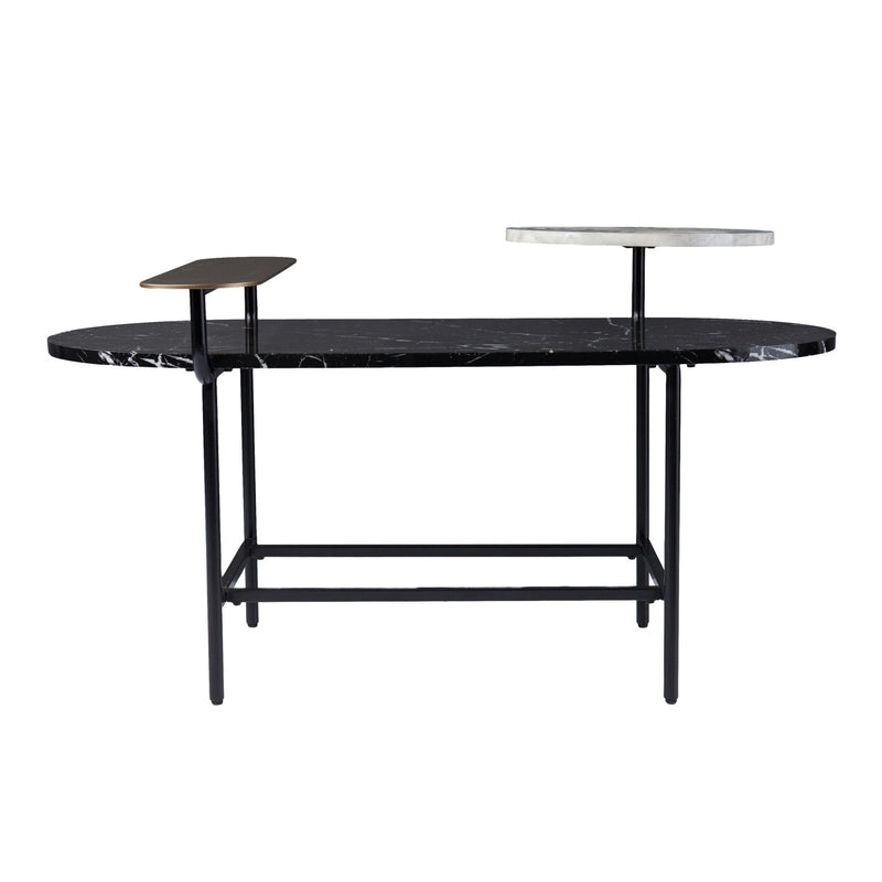 Faux Marble Metal With Iron Coffee Table - Black