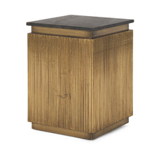 Load image into Gallery viewer, Stone And Brass Square Block End Table - Black / Gold
