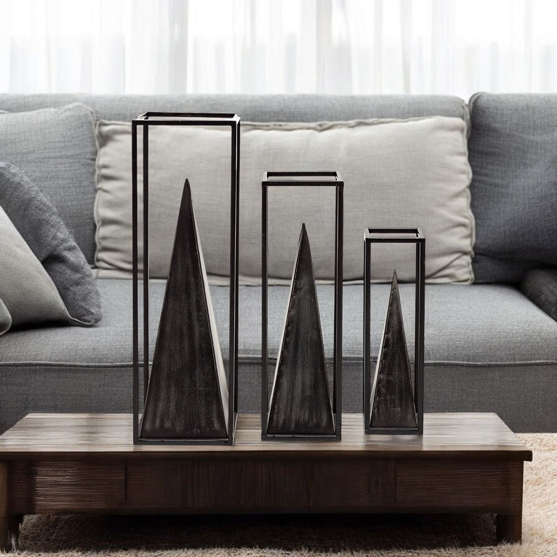 Framed Pyramid Sculpture - Black