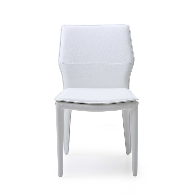 Slipcovered Upholstered Faux Leather Dining Side Chairs (Set of 2) - White