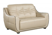 Load image into Gallery viewer, Faux Leather Love Seat - Beige / Black
