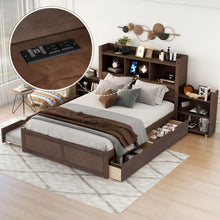 Load image into Gallery viewer, Storage Platform Bed With Pull Out Shelves, Trundle, And 2 Drawers
