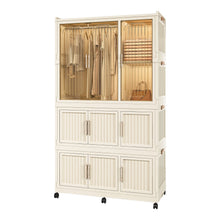 Load image into Gallery viewer, Portable Wardrobe Closet Storage Organizer With 9 Magnetic Doors - Cream White
