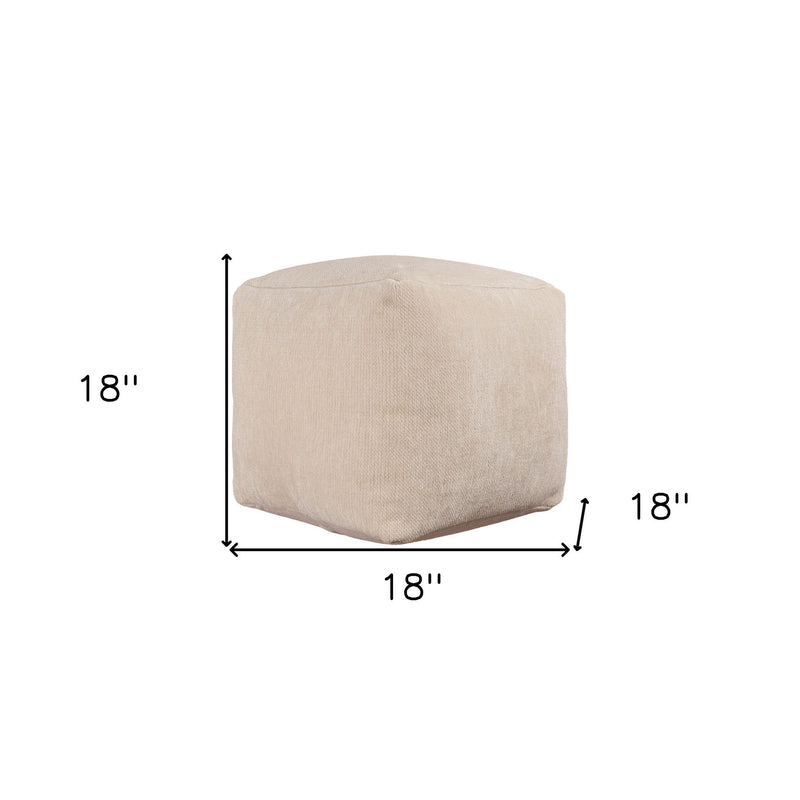 Chenille Cube Pouf Ottoman - Ivory