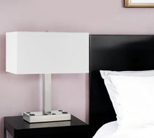 Load image into Gallery viewer, Metal Two Light Desk USB Table Lamp With White Shade - Nickel
