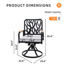 Load image into Gallery viewer, Outdoor Patio Swivel Rocker With Outdoor Grade Sunbrella Cushions, Branch Like Backrest (Set of 2) - Bourbon Brown
