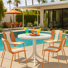 Load image into Gallery viewer, 4 Piece Set Of Modern Striped Color Blocking Single Chairs With Round Table
