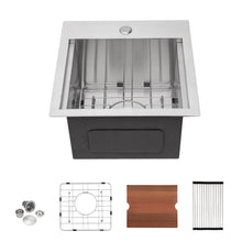 Load image into Gallery viewer, Modern Stainless Steel 15" Drop In Kitchen Sink Workstation With Accessories - Brushed Nickel
