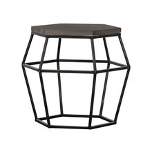 Load image into Gallery viewer, Modern Concrete Metal Hexagonal End Table - Gray And Black

