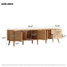 Load image into Gallery viewer, TV Stand, Media Console, 2 Drawers &amp; Cable Management - Natural Wood
