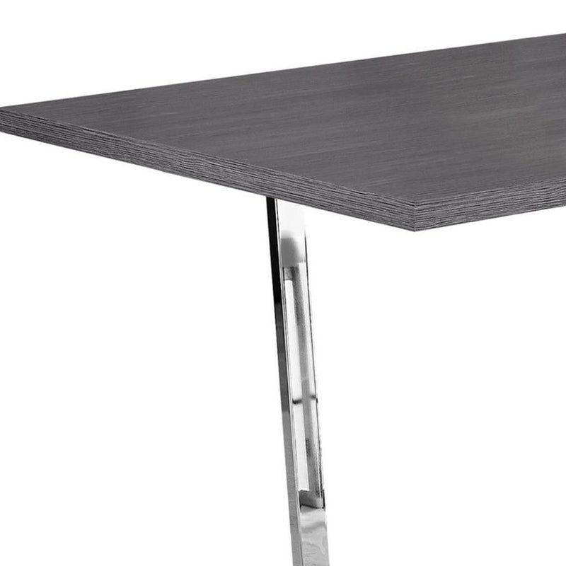 59" Metal Sled Base Dining Table - Gray / Silver