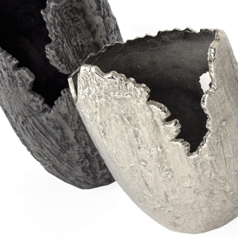Metal Round Table Vase - Gray