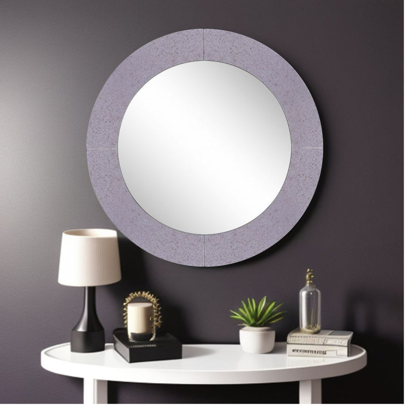 30" Round Glass Framed Accent Mirror - Gray