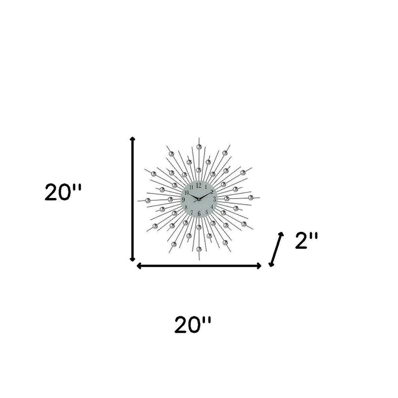 Silent Analog Sunburst Wall Clock - Black / White / Clear