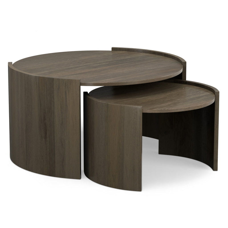 Solid Wood Round Solid Coffee Table - Gray