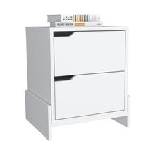Load image into Gallery viewer, 17" x 14.6" x 19.9" Two Drawer Faux Wood Nightstand - White

