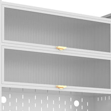 Load image into Gallery viewer, 73" Stainless Steel Textured Door Dining Hutch With Two Doors - White
