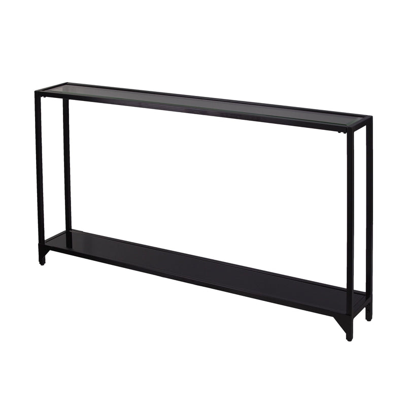 Glass Frame Console Table With Shelves - Clear / Black