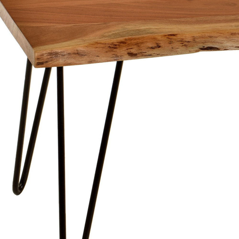 Solid Wood And Iron Coffee Table - Natural And Black
