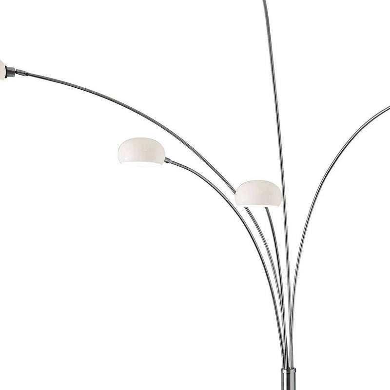 Steel Five Light Tree Floor Lamp With Glass Dome Shade - Silver / White