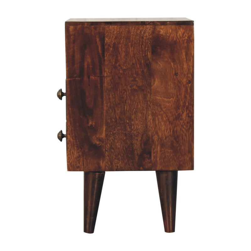 20" Solid Wood Square Two Drawer Nightstand - Walnut