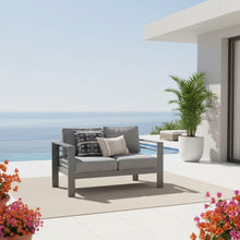 Load image into Gallery viewer, All Weather Patio Loveseat With Thick Cushions - Gray / Gray
