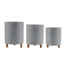 Load image into Gallery viewer, Geometric Round Pot Planters (Set of 3) - Blue / White / Gray
