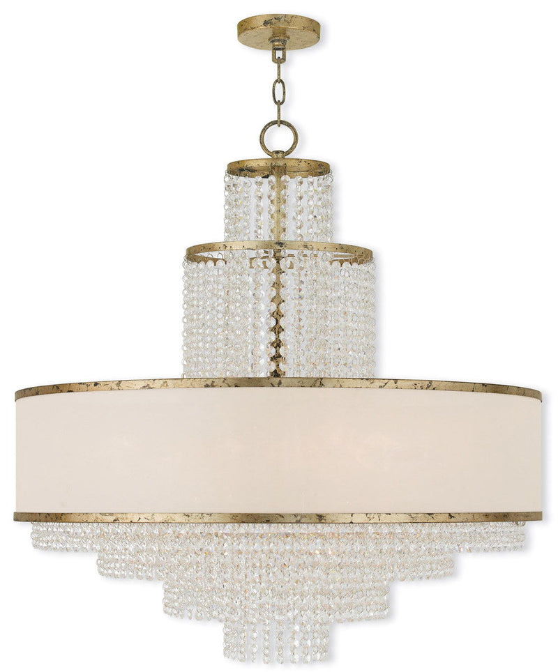 Eight Light Dimmable Chandelier With Shades - Gold