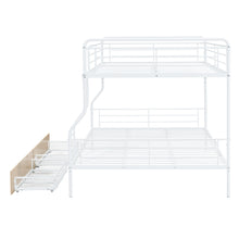 Load image into Gallery viewer, Full XL Over Queen Metal Bunk Bed with 2 Drawers, White
