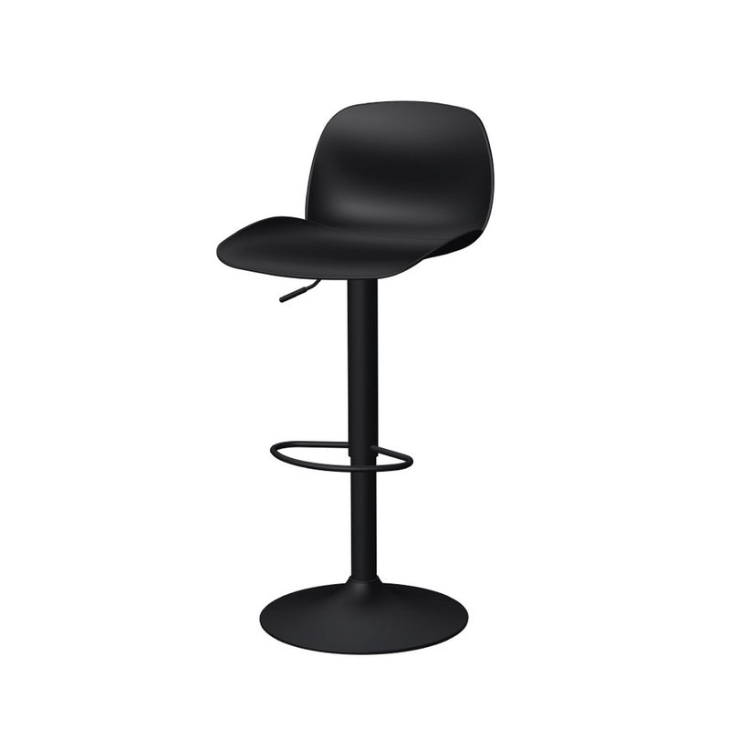 Contemporary Heavy Duty Plastic And Metal Low Back Adjustable Height Swivel Bar Chairs (Set of 2) - Black