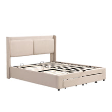 Load image into Gallery viewer, Queen Size Storage Upholstered Hydraulic Platform Bed with 2 Drawers, Beige
