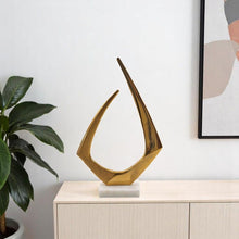Load image into Gallery viewer, Marble Abstract Tabletop Sculpture (628141) - Gold / White
