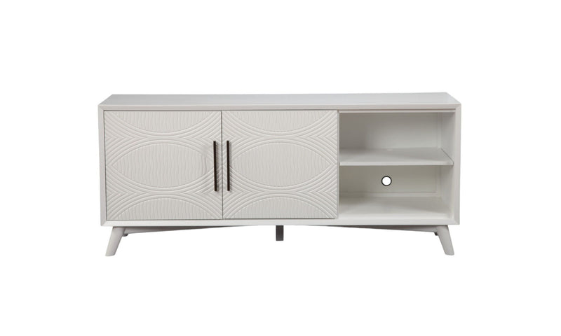 Mahogany Solids & Veneer Open Shelving TV Stand - White