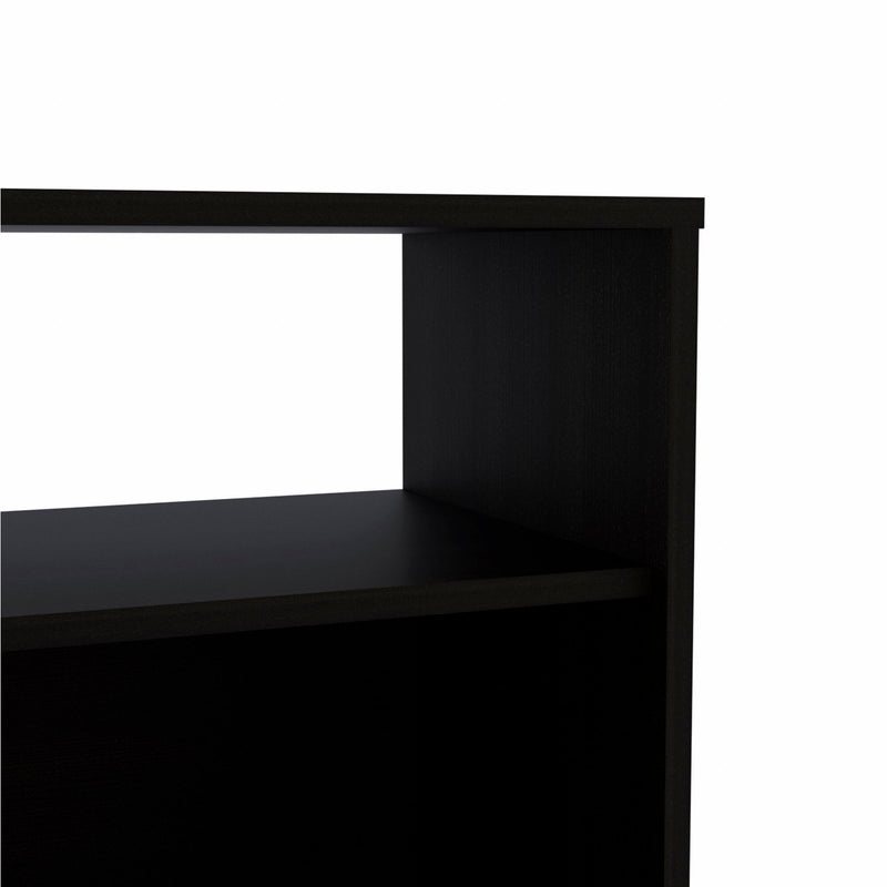 One Cabinet Faux Wood Nightstand - Black