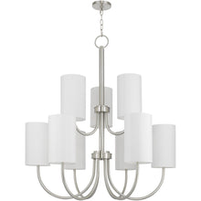 Load image into Gallery viewer, 49" Nine Light Metal Dimmable Chandelier With Shades - Nickel / Off White

