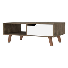 Load image into Gallery viewer, 40" Wood Coffee Table With Drawer And Shelf - Brown And White
