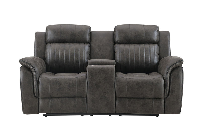 Faux Leather Manual Reclining Loveseat With Storage - Gray