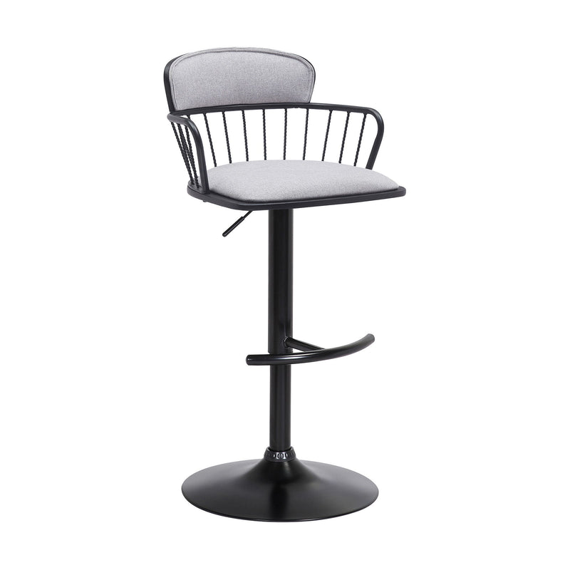 Fabric With Metal Swivel Low Back Adjustable Height Bar Chair - Light Gray And Black