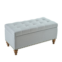 Load image into Gallery viewer, Upholstered Ottoman With Storage And Rivet Trim
