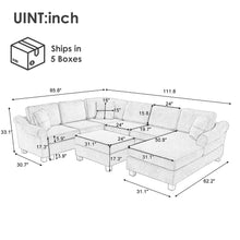 Load image into Gallery viewer, Contemporary U - Shaped Sectional Sofa With Movable Storage Ottoman
