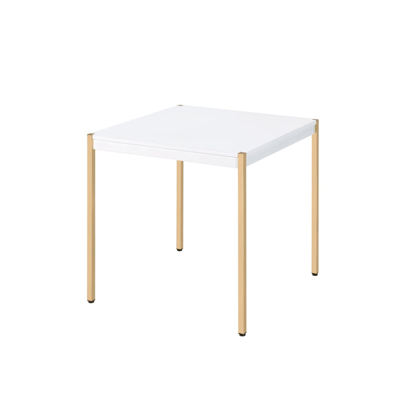 Manufactured Wood Square End Table - Gold And White