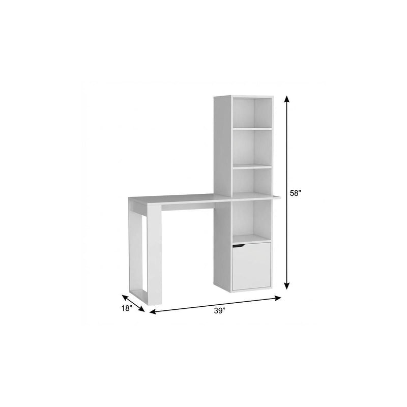 Pedestal Computer Desk With Hutch - White
